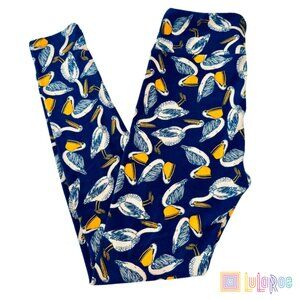 Lularoe Leggings Pelican Navy Print One Size NEW!